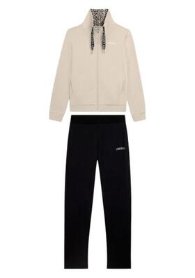 Jumpsuit met ritssluiting en hoge kraag met animalier voering
