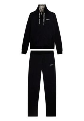 Jumpsuit met ritssluiting en hoge kraag met animalier voering