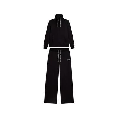 Jumpsuit met ritssluiting en hoge kraag, wide leg broek