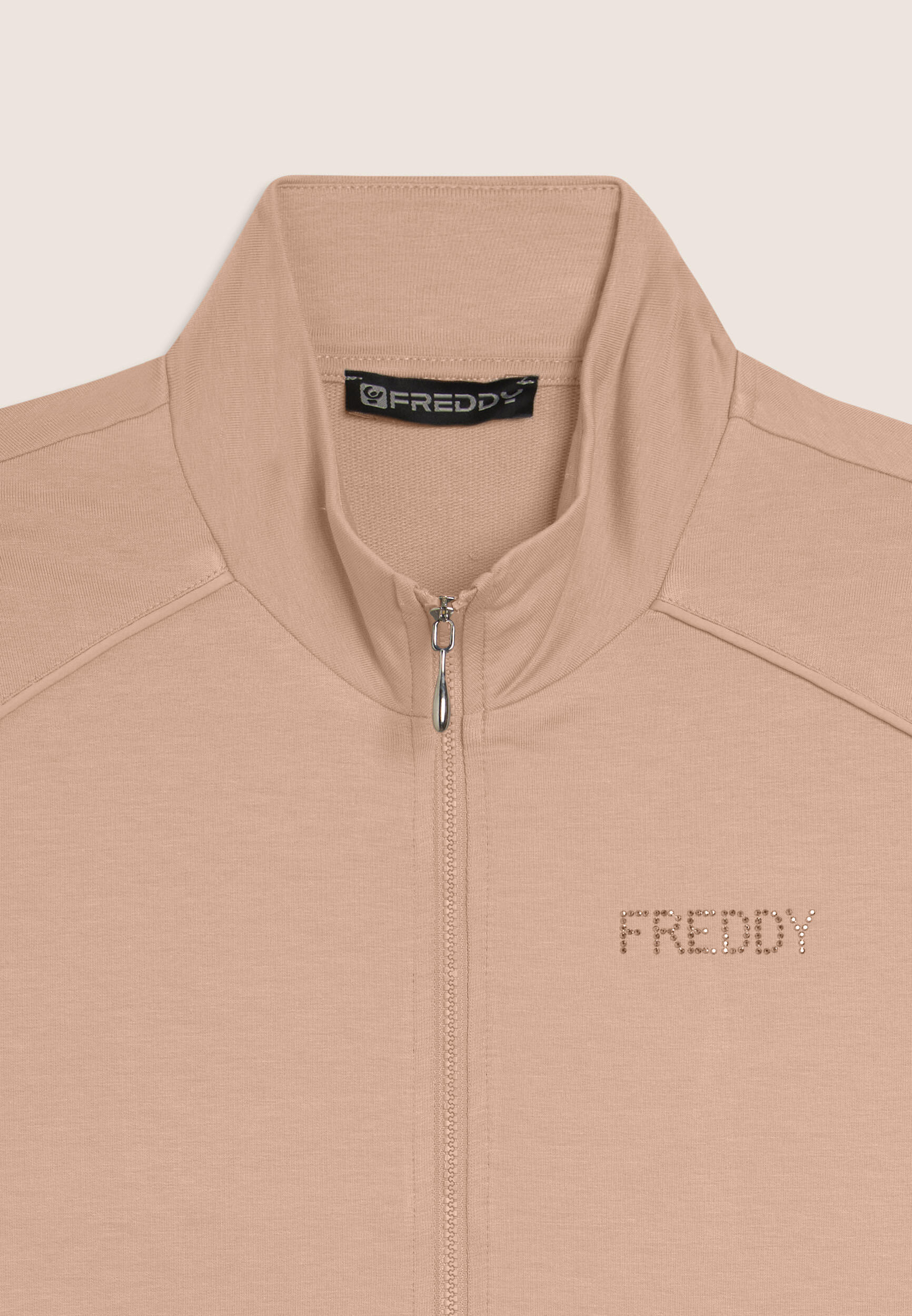 Felpa Zip e fondo asimmetrico con logo FREDDY in strass 3/3