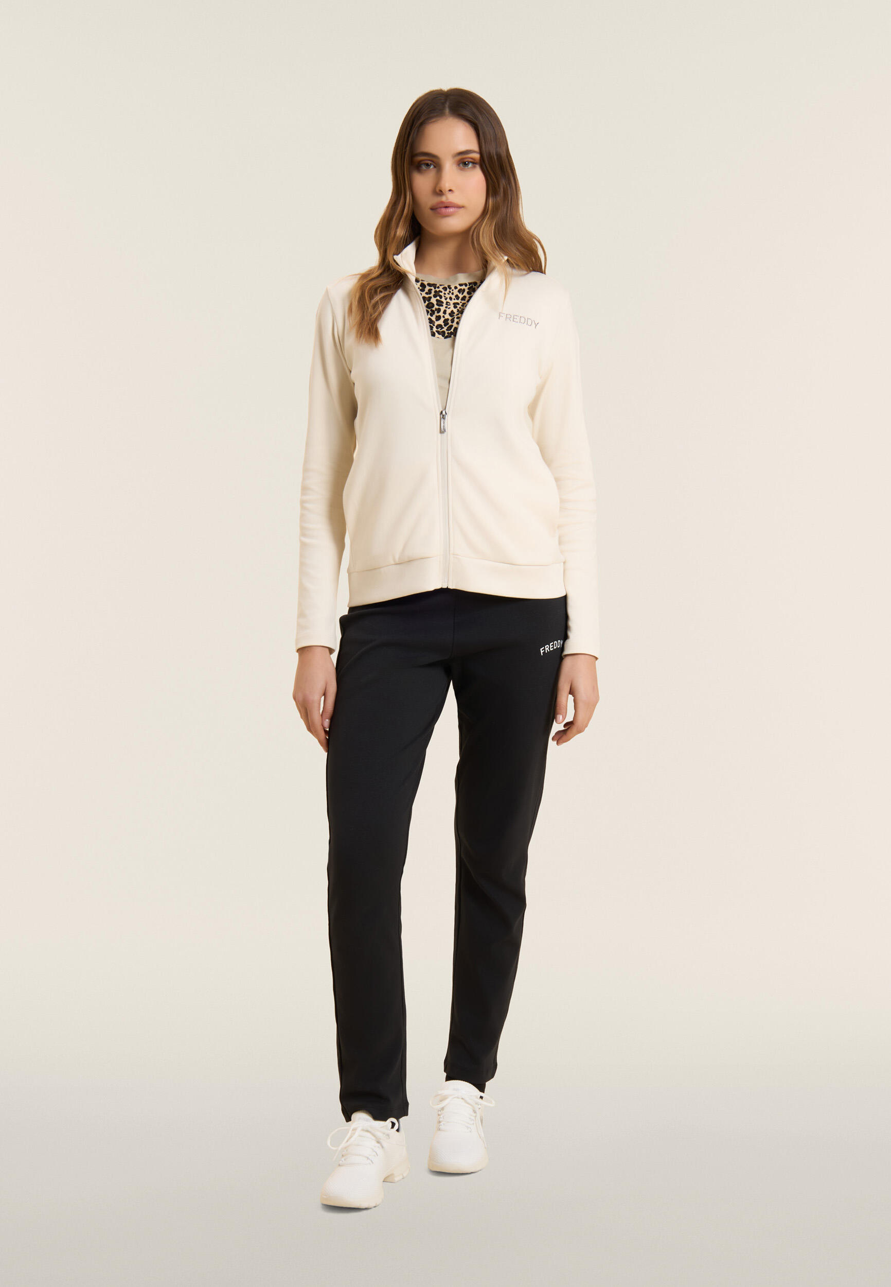 Jumpsuit met ritssluiting en hoge kraag, logo met strass-steentjes 2/5