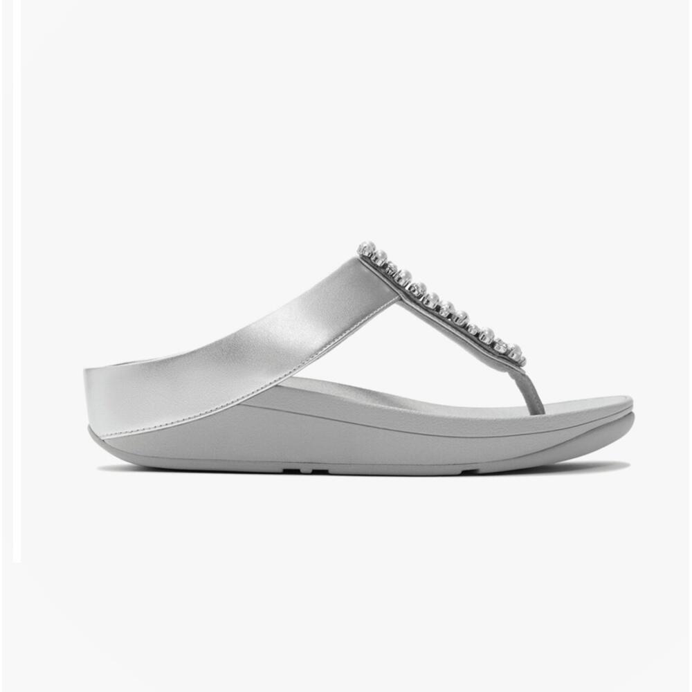 Fitflop Fino Pearls Crystalt ARGENT - PANTOUFLEs FEMME 1/7