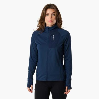 Dames hiking training sweater ademend ultra light tech midlayer full zip