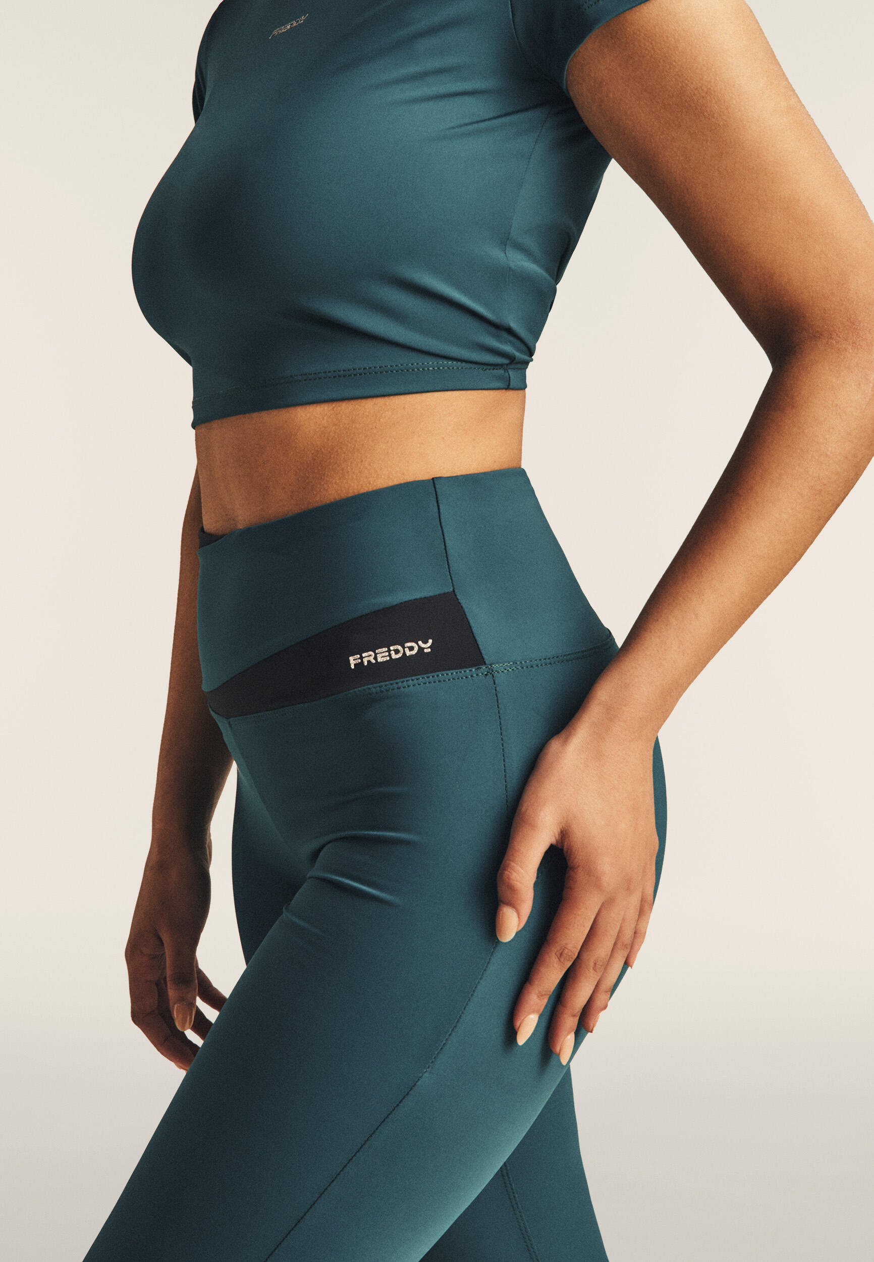 Leggings flare WR.UP CORE vita altissima inserti a contrasto 3/4