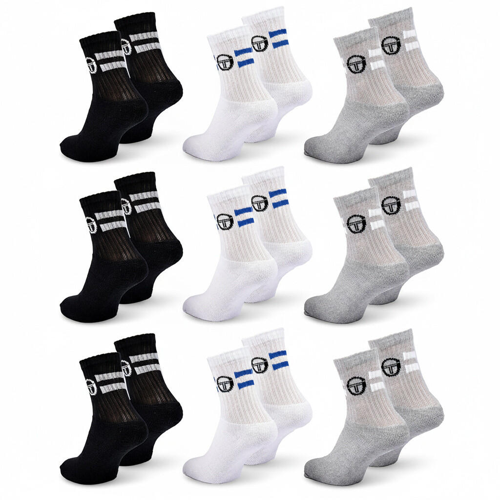 Sergio Tacchini Pack de Chaussettes enfant Tennis Crew Lot de 9 Paires 3/7