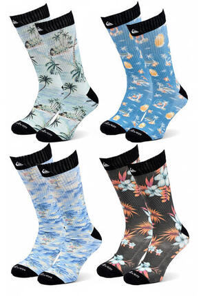 Quiksilver Pack de Chaussettes Homme Crew LONG Lifestyle Pack de 4 Paires