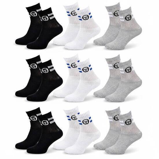 Sergio Tacchini Pack de Chaussettes enfant Tennis Crew Lot de 9 Paires