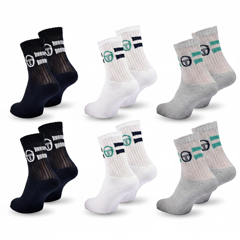 Sergio Tacchini Pack de Chaussettes enfant Tennis Crew Lot de 6 Paires 3/7