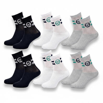 Sergio Tacchini Pack de Chaussettes enfant Tennis Crew Lot de 6 Paires