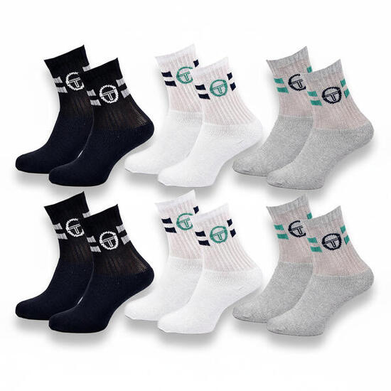 Sergio Tacchini Pack de Chaussettes enfant Tennis Crew Lot de 6 Paires