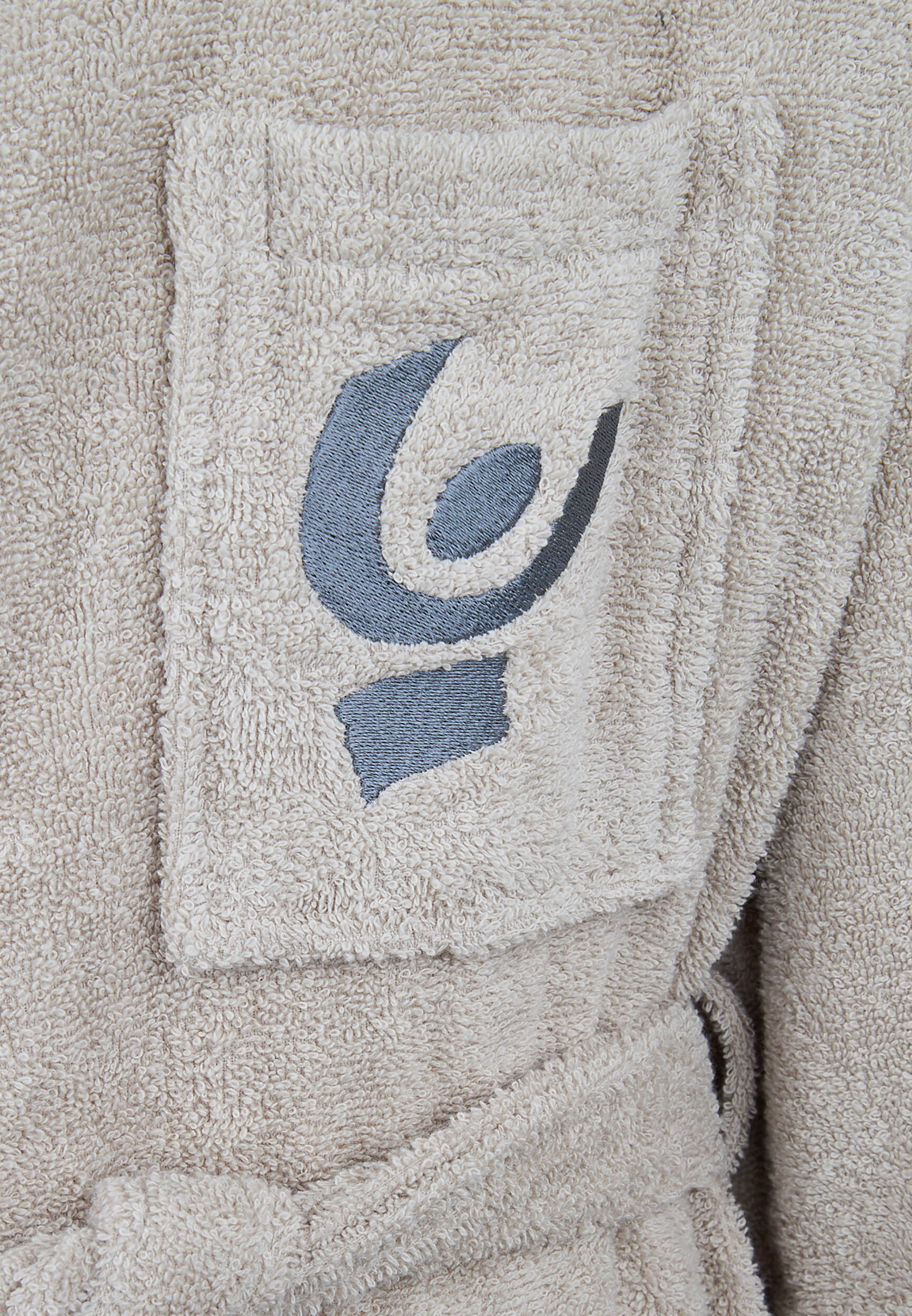 Accappatoio Beige in Spugna con Logo Ricamato e Tasche 3/4