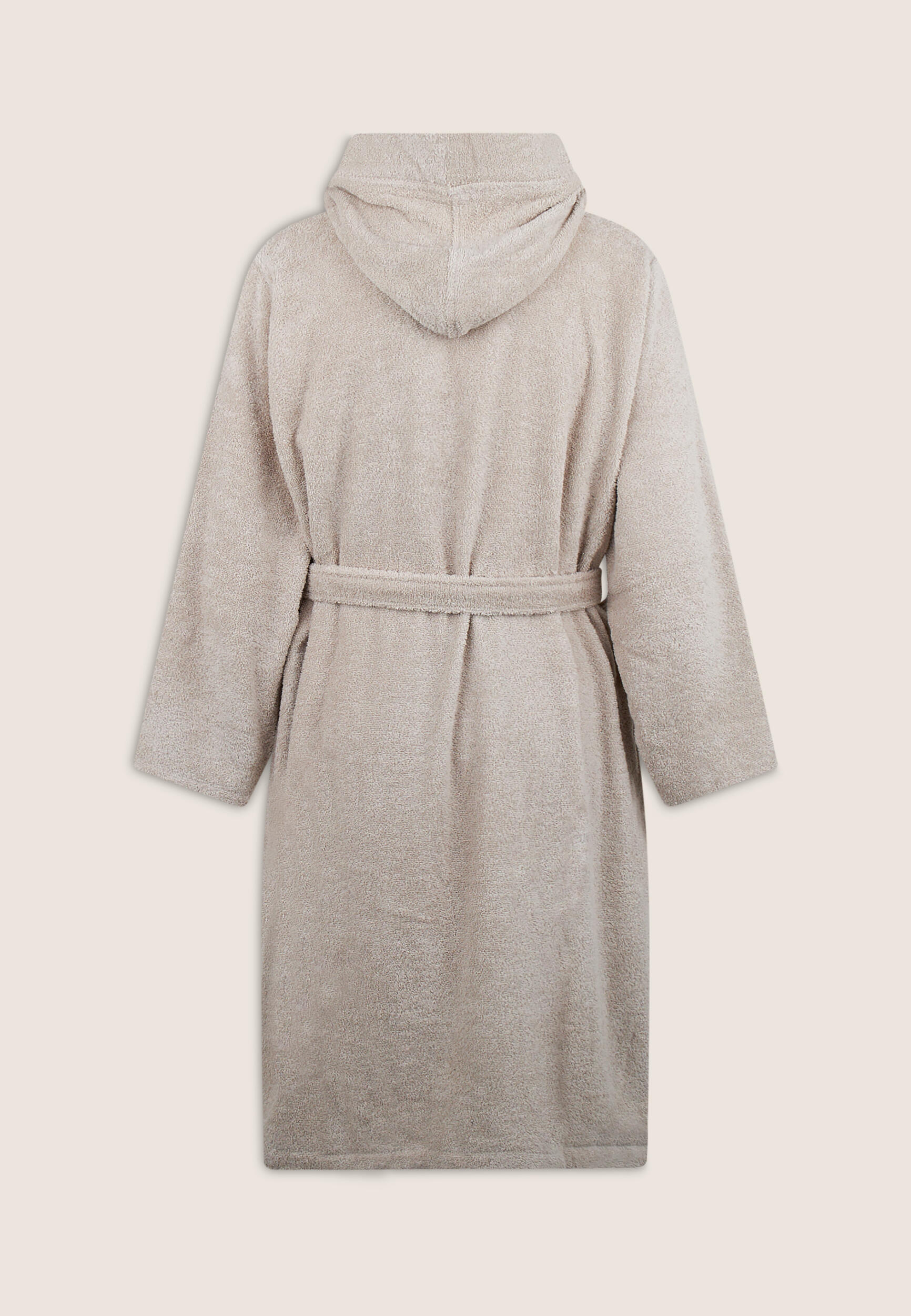 Accappatoio Beige in Spugna con Logo Ricamato e Tasche 2/4