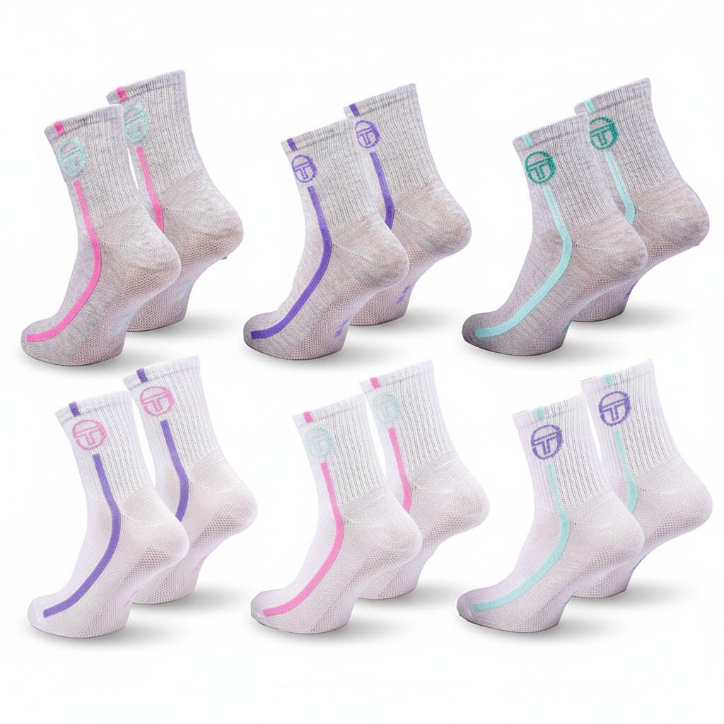 Sergio Tacchini Pack Calcetines Cortos Mujer Quarter Lote de 6 3/7