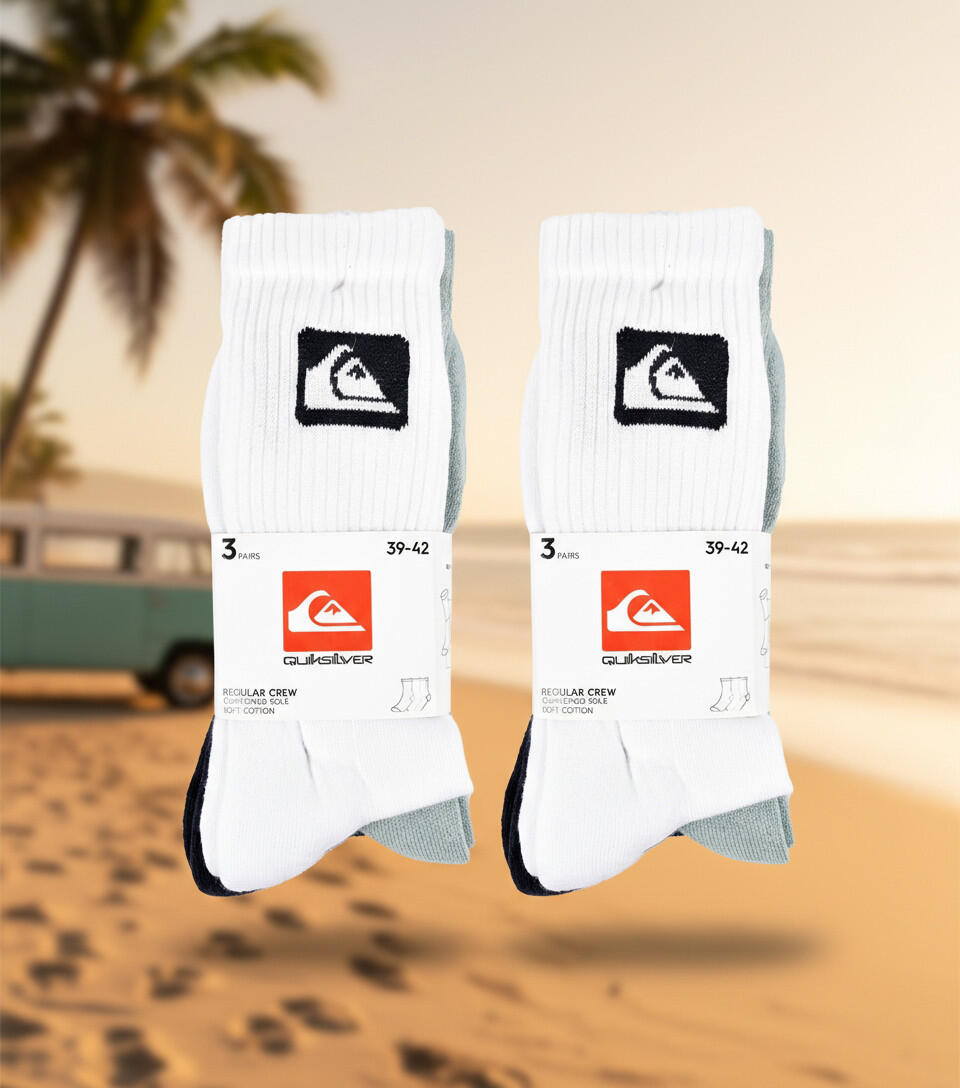Quiksilver Confezione di calzini da uomo Crew Set da 6 paia Sport Cushioned 4/7