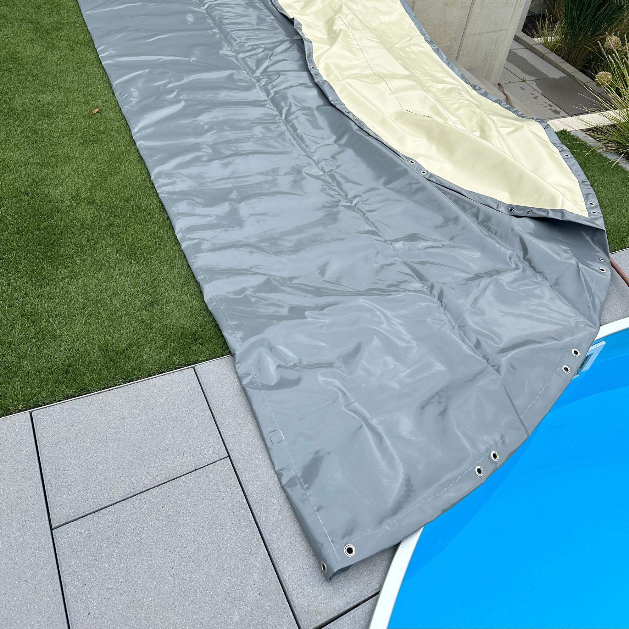 Luftkissen Poolabdeckung CF Aeroshield, aufblasbare Abdeckplane oval
achtform 62 4/7