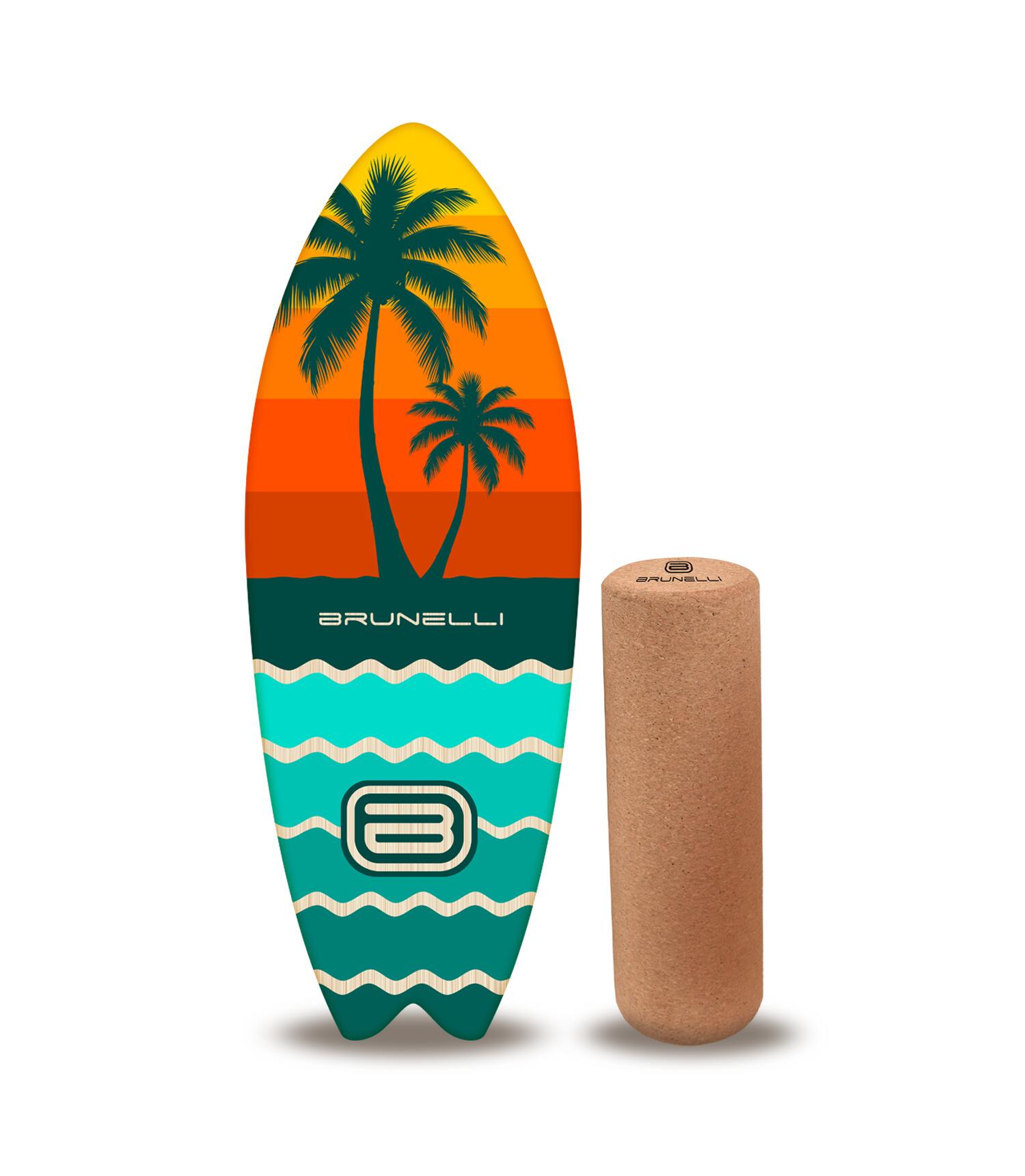 Planche D’Équilibre En Bois 74x28 Cm – Rouleau Liège Inclus, Charge 150kg, Avec Rangement (Surf, Yoga, Fitness)