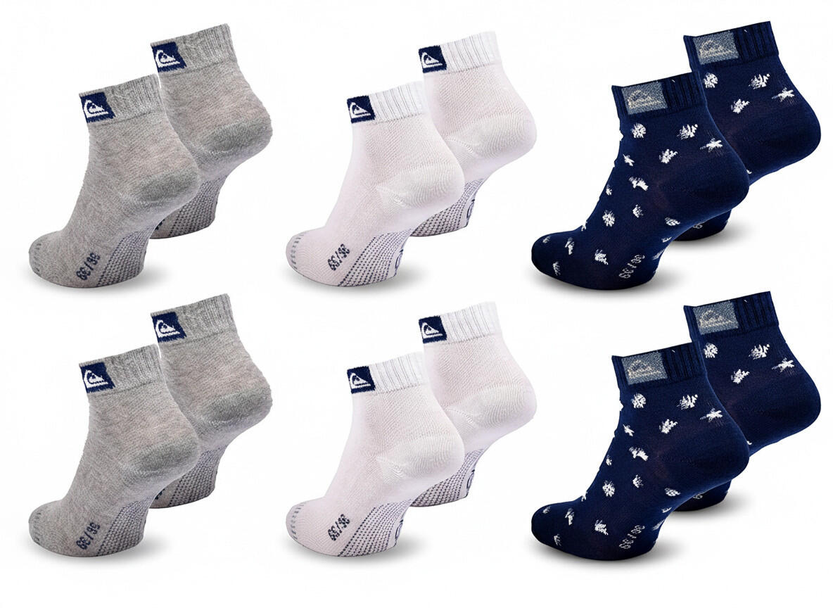 Quiksilver Pack de Chaussettes Enfant QUARTER  Lot 6 Paires Sport 4/7