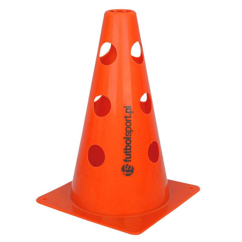 Set 10 conuri antrenament Sportech, 30 cm, cu găuri, portocalii