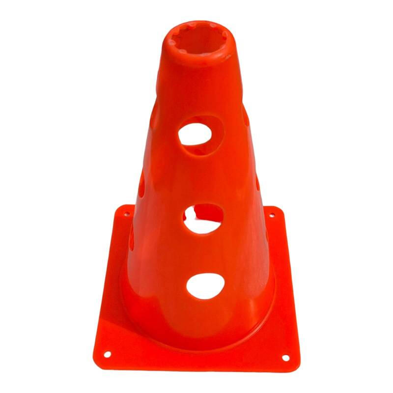 Set 10 conuri antrenament Sportech, 30 cm, cu găuri, portocalii