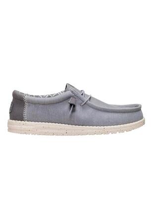 Scarpe da uomo Hey dude Wally stretch canvas grigie.