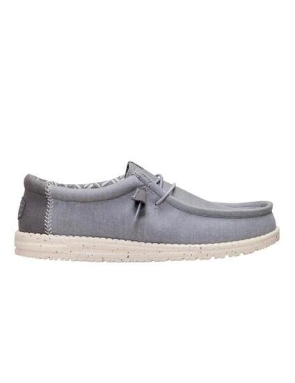 Scarpe da uomo Hey dude Wally stretch canvas grigie.