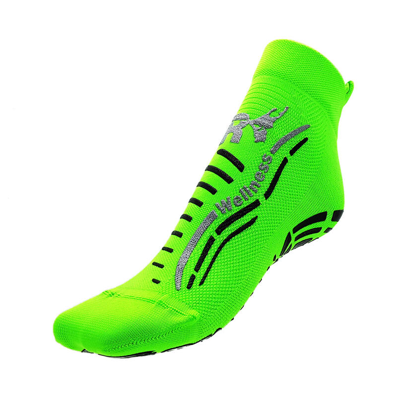 Chaussettes gym wellness classiques adulte fitness antidérapantes vert argent
