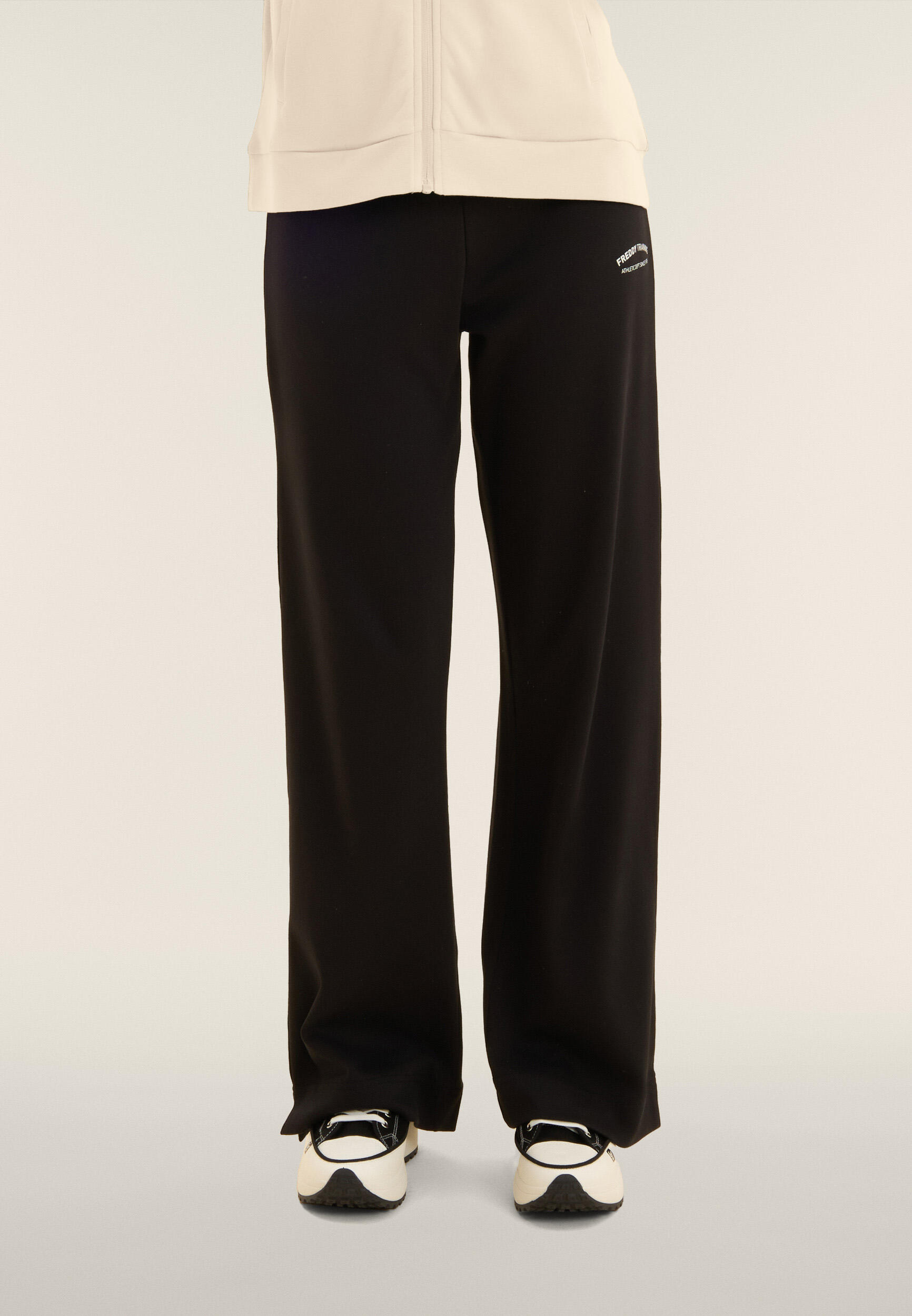 Tuta con zip e collo alto, pantaloni wide leg 4/5