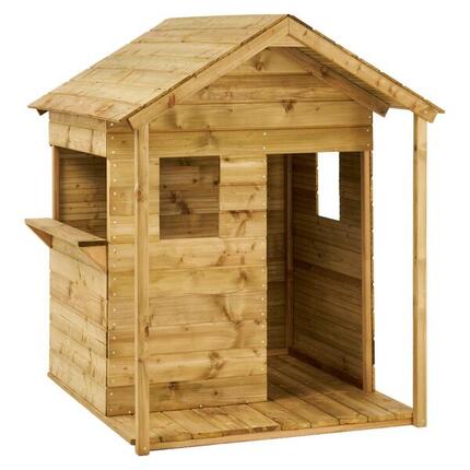 Maisonnette bois enfant extérieur COSI - Toit étanche - Comptoir - Préau