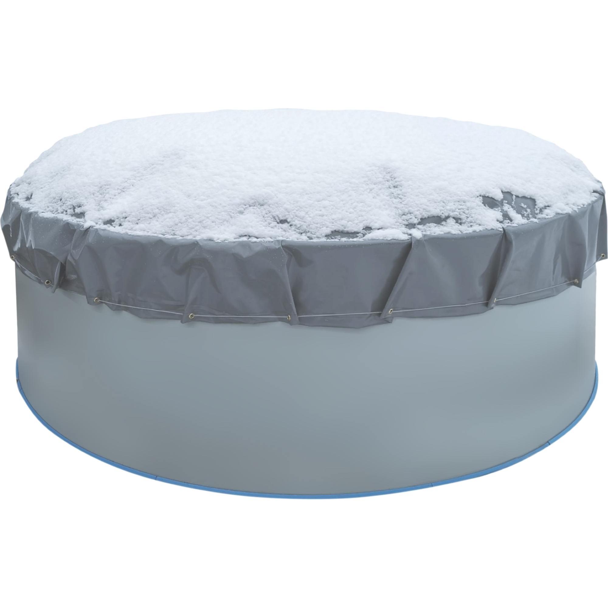 Luftkissen Poolabdeckung, aufblasbare Abdeckplane rund Ø 550 cm, 580
g/m² grau m 3/7