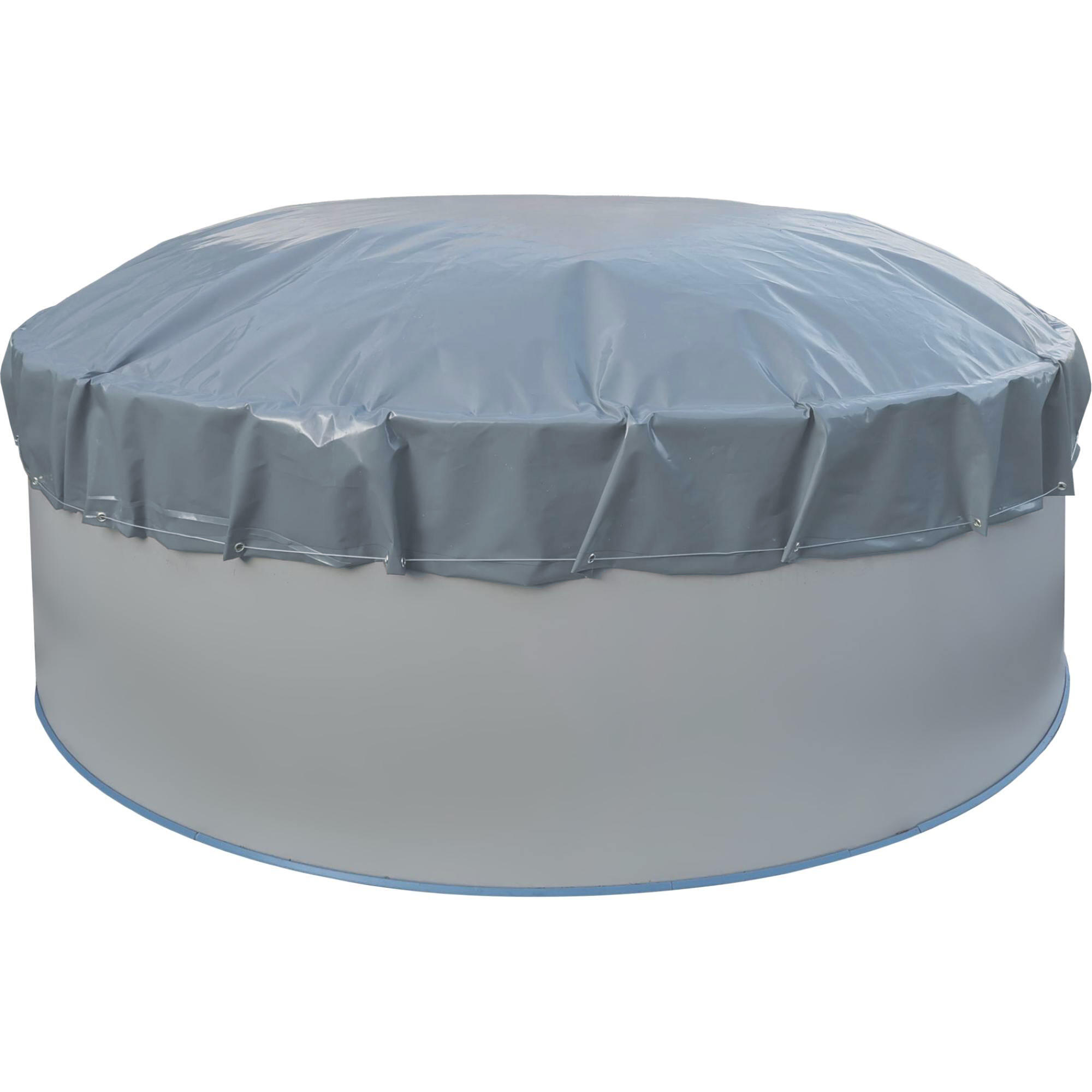 Luftkissen Poolabdeckung, aufblasbare Abdeckplane rund Ø 550 cm, 580
g/m² grau m 2/7