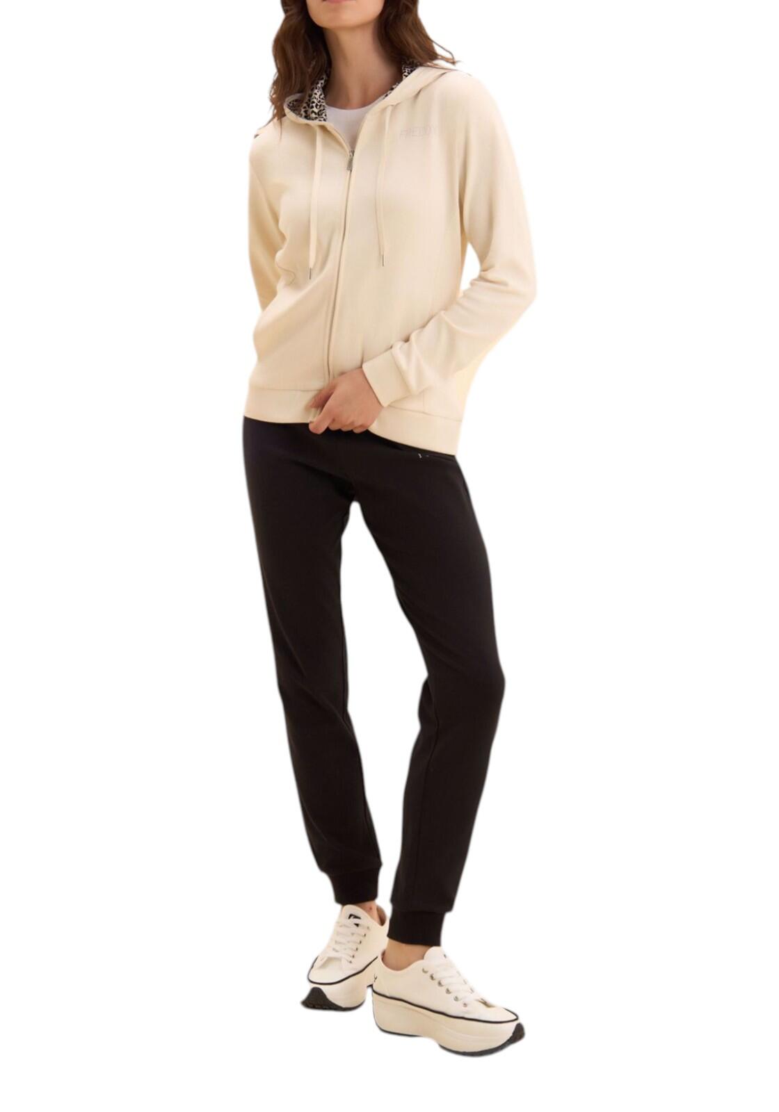 Jumpsuit met ritssluiting en capuchon met animalier voering 2/5