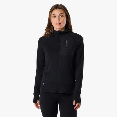 Dames hiking training sweater ademend ultra light tech midlayer full zip