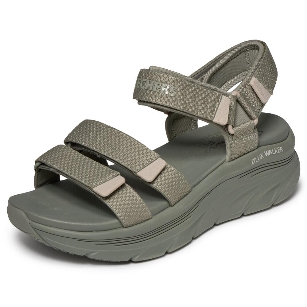 SANDALE pour   Pasear FEMME Skechers D'lux Walker Sandal KAKI 4/7