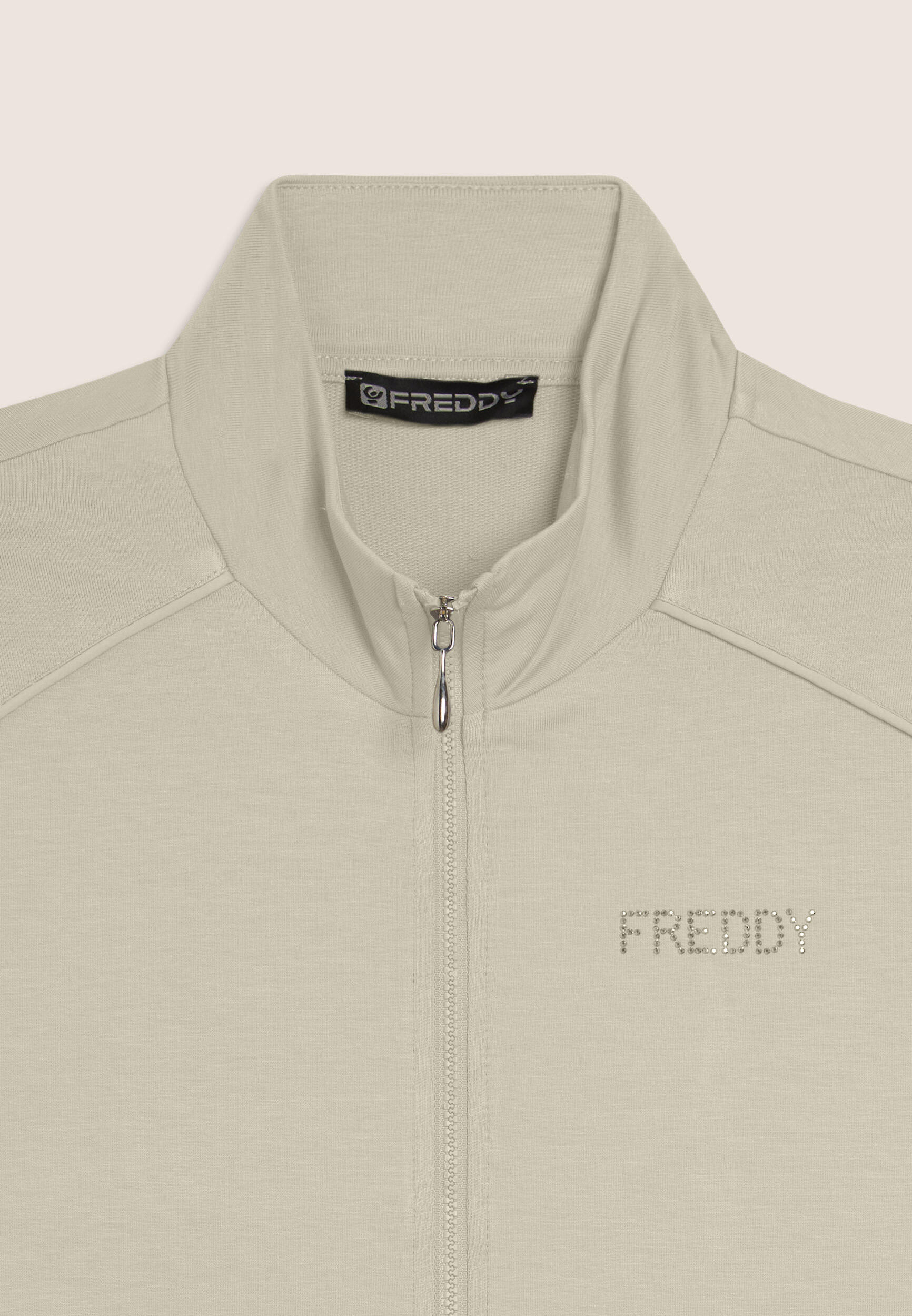 Felpa Zip e fondo asimmetrico con logo FREDDY in strass 3/3