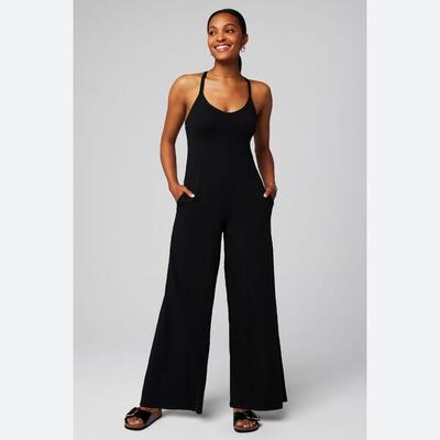 Dames jumpsuit cloud jersey wide leg onesie met wijde pijpen