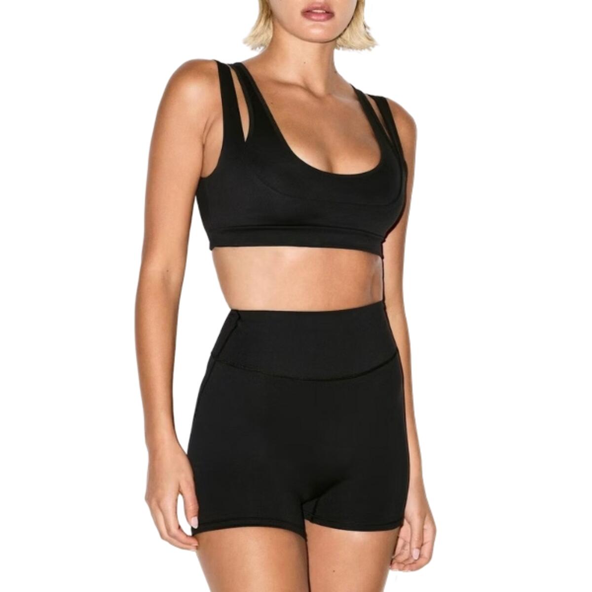 x SKIMS Women's Matte Double Strap Scoop Bra Obsidian 2/5