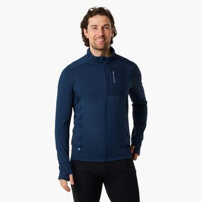 Heren hiking training sweater quick dry ultra light tech midlayer full zip