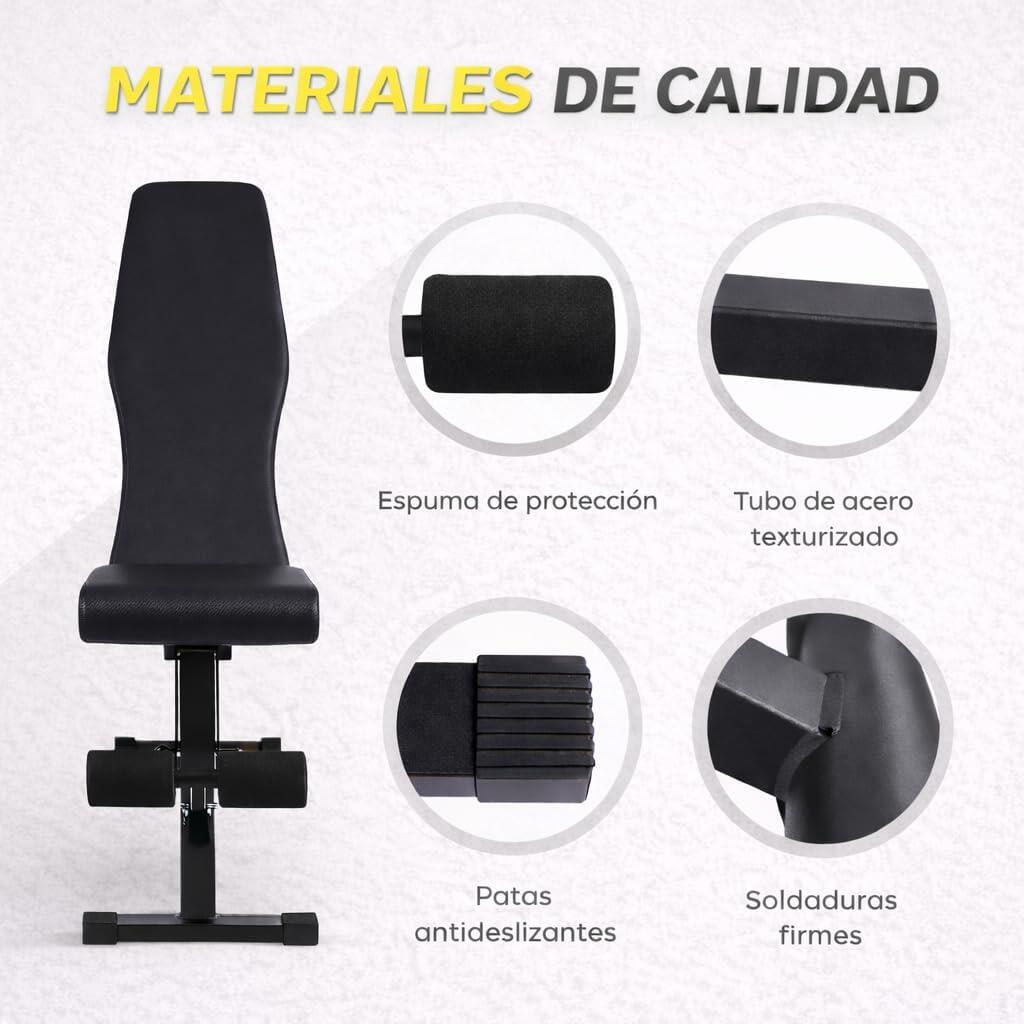 Banco Musculación Multifuncional Ajustable Plegable Carga Máxima 180 kg 6/6