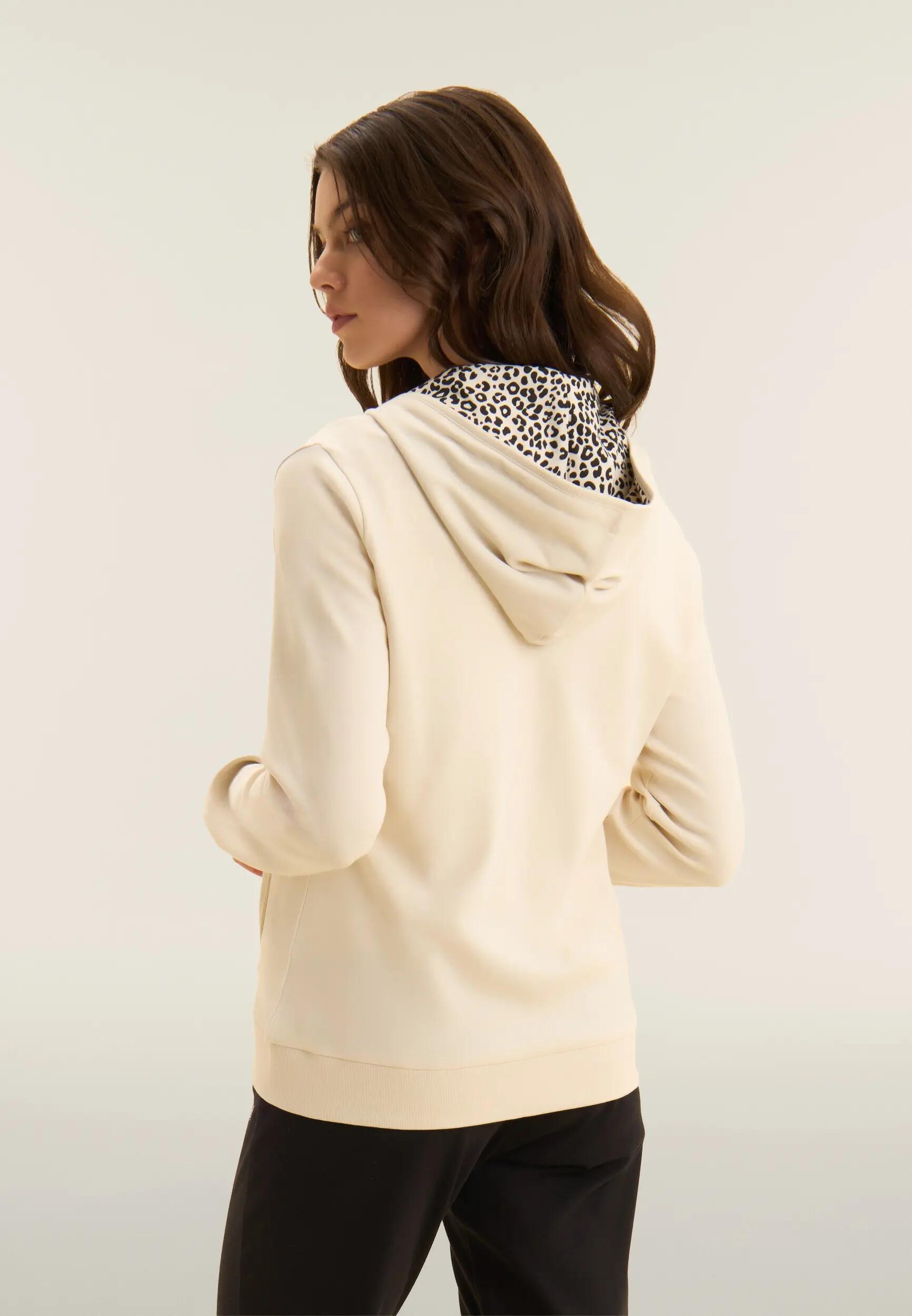 Jumpsuit met ritssluiting en capuchon met animalier voering 3/5
