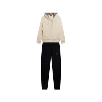 Jumpsuit met ritssluiting en capuchon met animalier voering