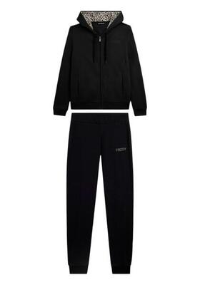 Jumpsuit met ritssluiting en capuchon met animalier voering