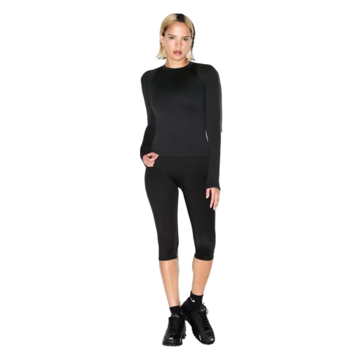 x SKIMS Women's Weightless Layers Mock Neck Long Sleeve Top Obsidian 3/5