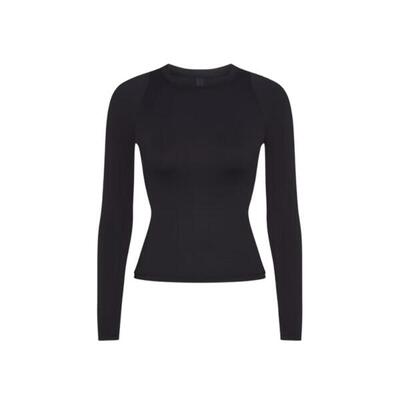 X skims women's weightless layers mock neck long sleeve top obsidian