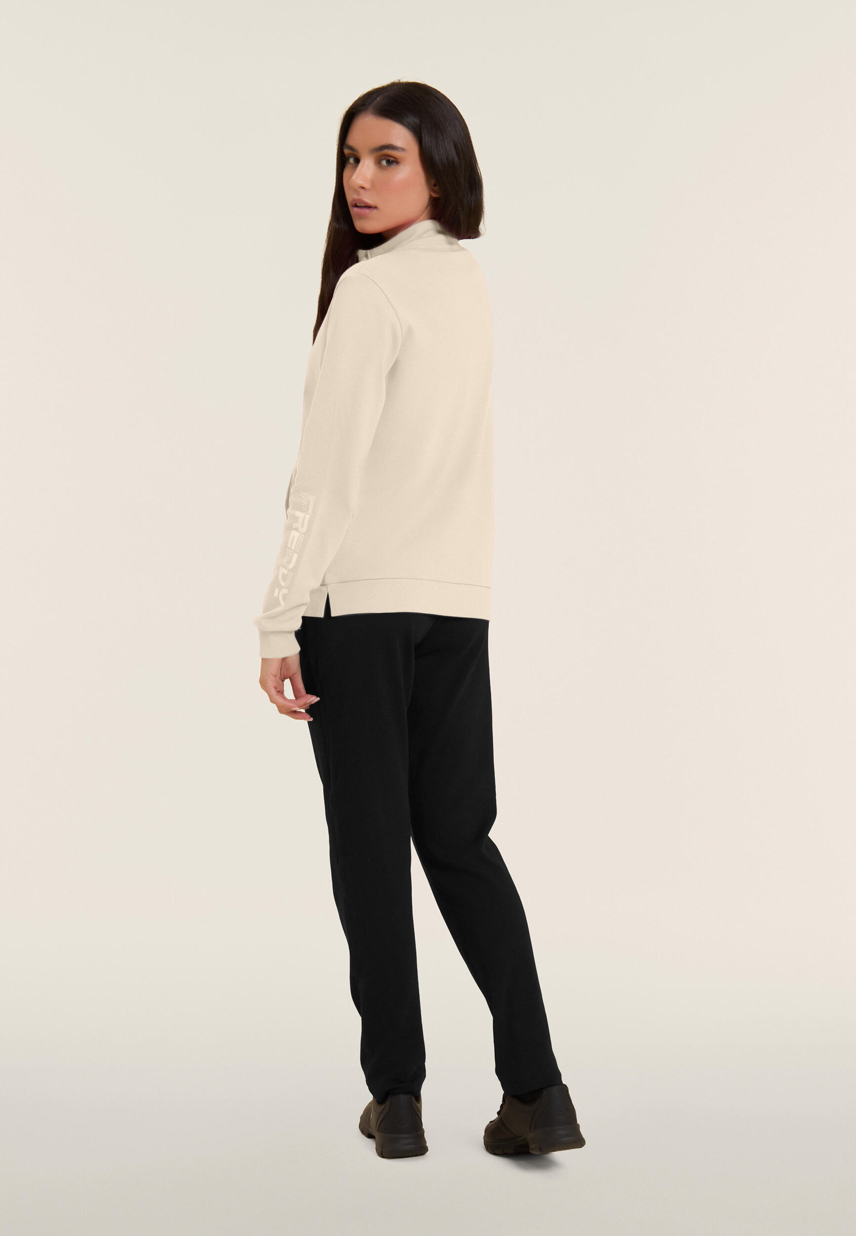 Jumpsuit met ritssluiting en hoge kraag, logo met parels op de mouw 3/5