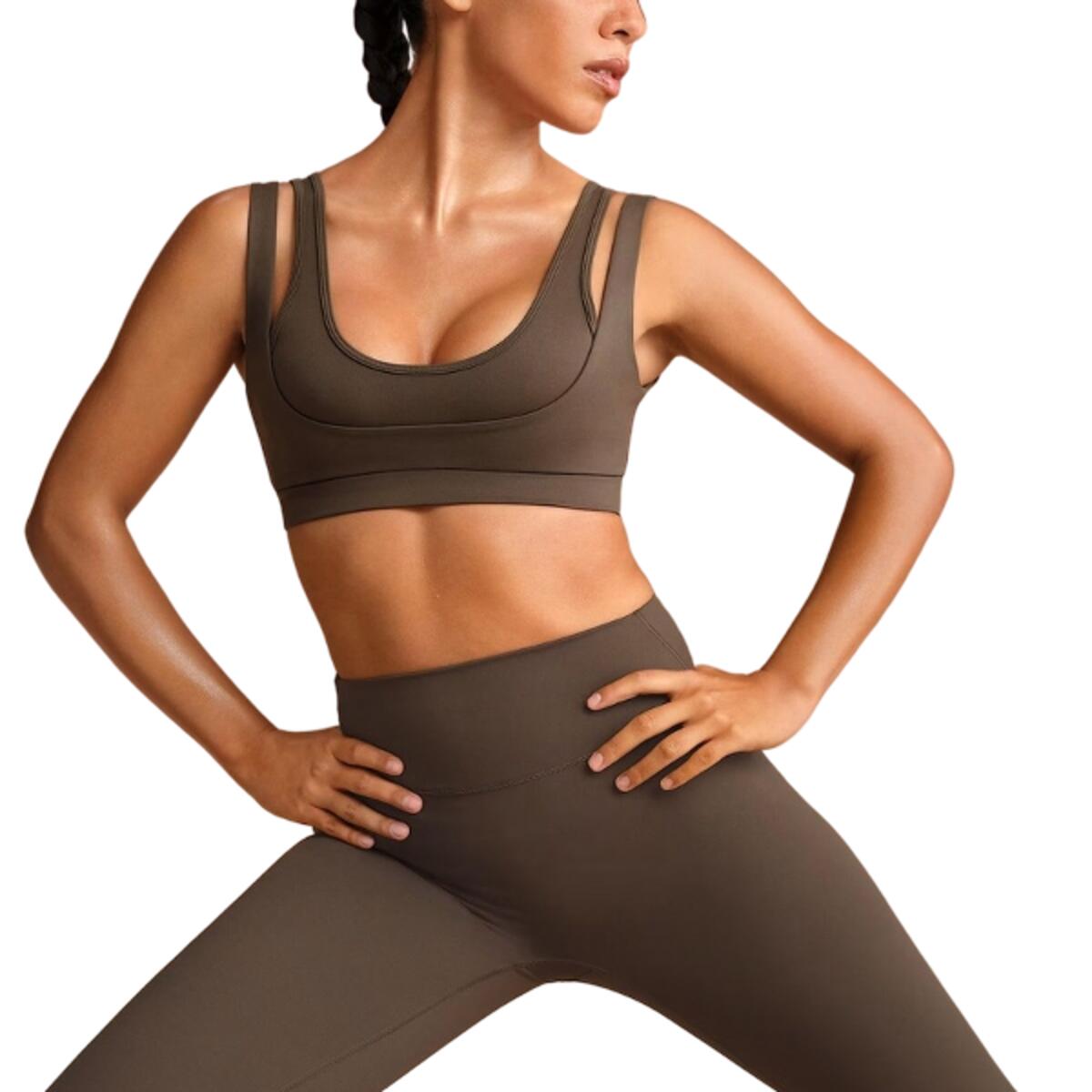 x SKIMS Women's Matte Double Strap Scoop Bra Dark Sepia 3/5