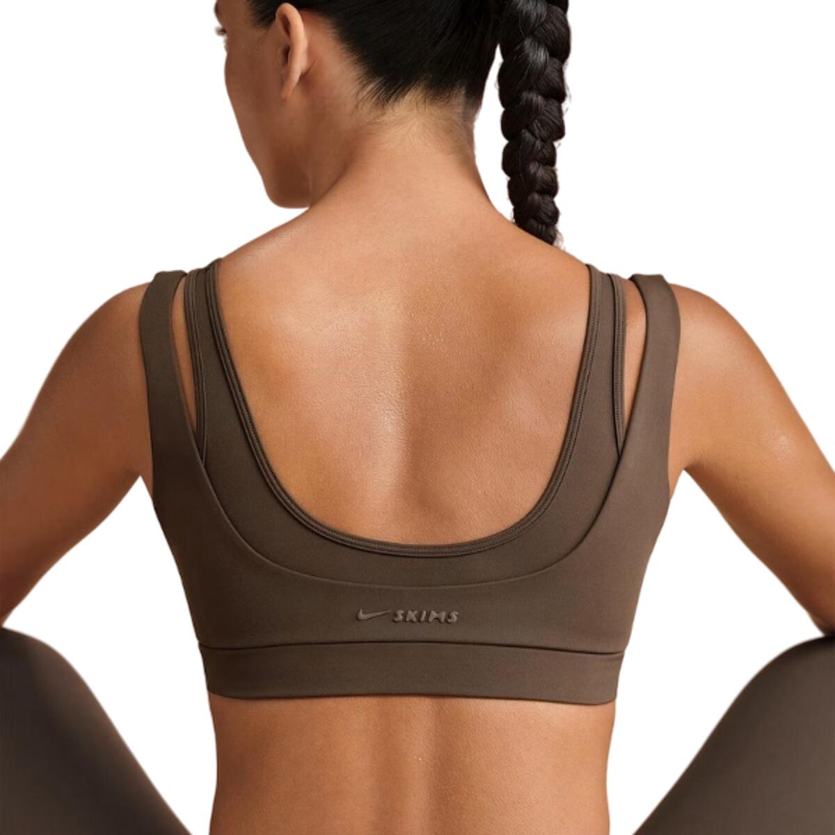 x SKIMS Women's Matte Double Strap Scoop Bra Dark Sepia 4/5