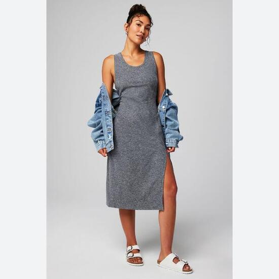 Robe Midi En Jersey Cloud Pour Femme Avec Détail Fendu