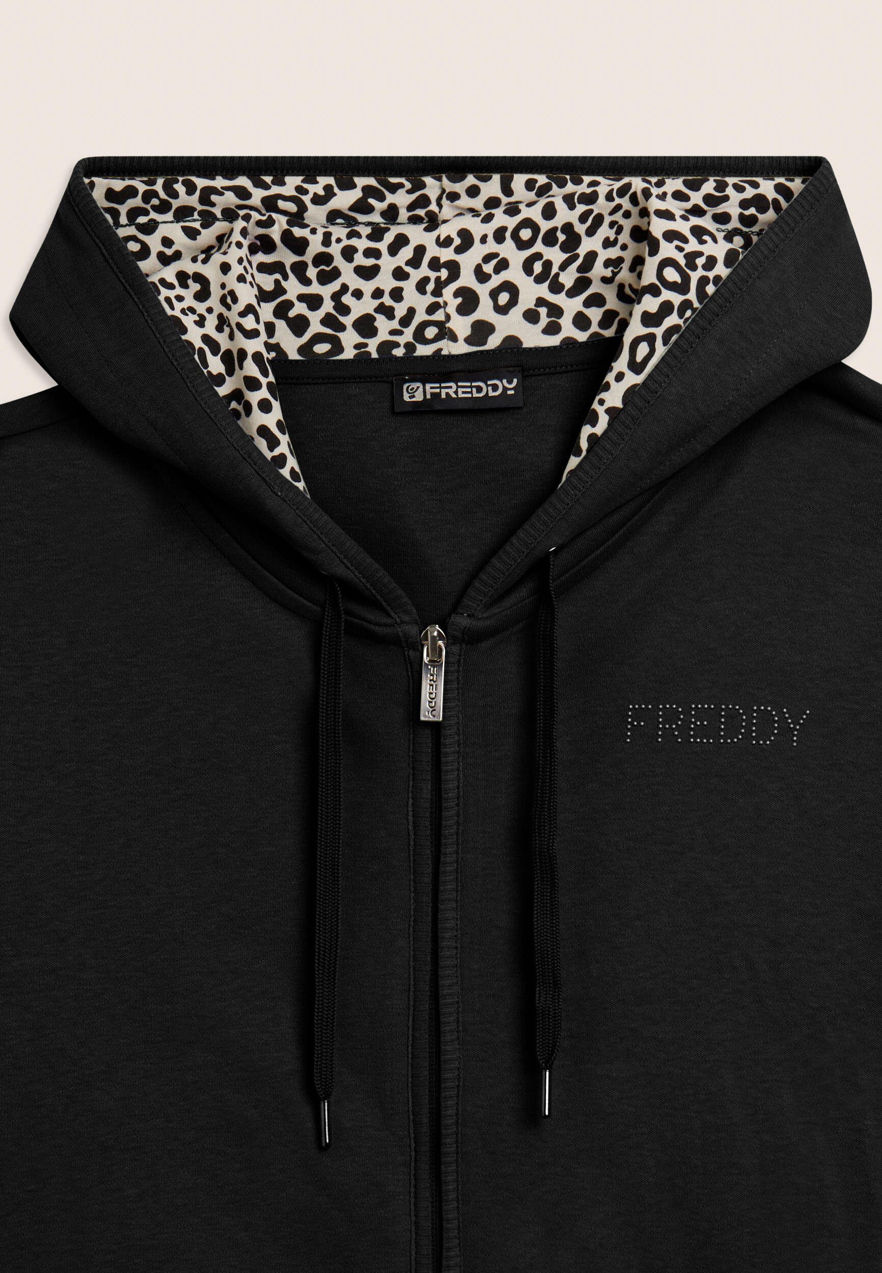Jumpsuit met ritssluiting en capuchon met animalier voering 3/3