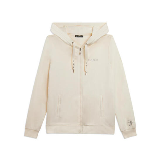 Felpa Cappuccio Zip con logo FREDDY in strass