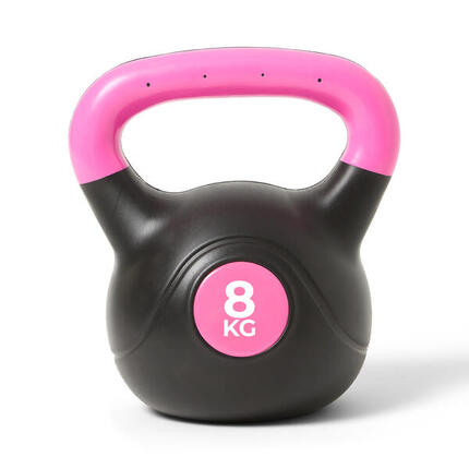Kettlebell Plastique de Musculation et Cross Training INDIGO Noir-Rose 10 kg